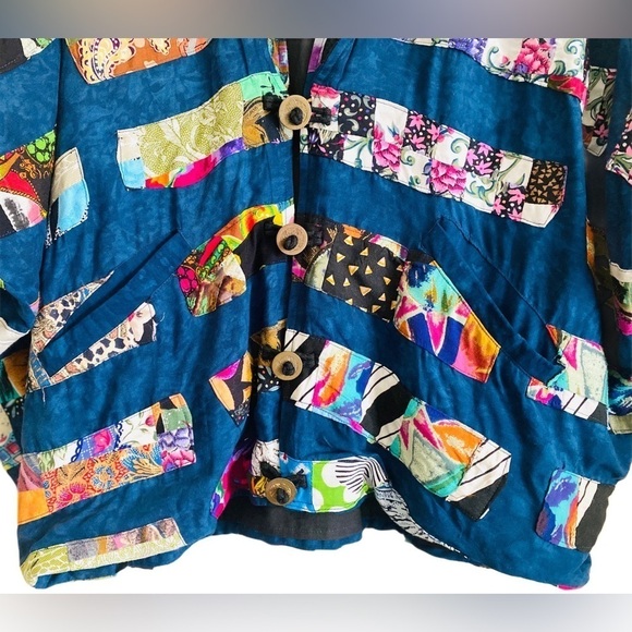 NATIVEWEAR DESIGNS Oversized Bohemian Lagenlook Appliqué Patchwork Jacket Size M - Picture 7 of 9
